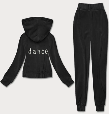 Gruby komplet dresowy damski polar czarny (YP-1022)