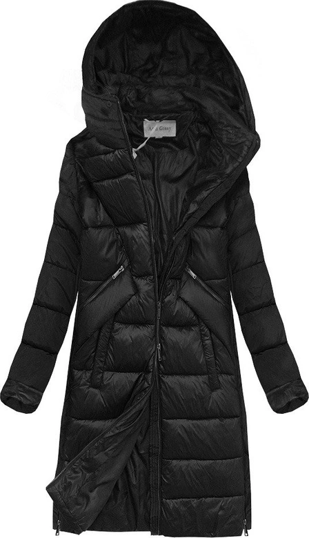 DAMSKA ZIMOWA KURTKA Z ŁĄCZONYCH MATERIAŁÓW CZARNA (J19-011)