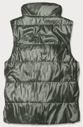 Krótka kamizelka ze stójką damska khaki (B8152-11)