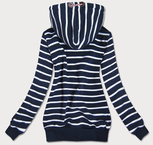 ROZPINANA BLUZA W PASKI GRANATOWA (742)