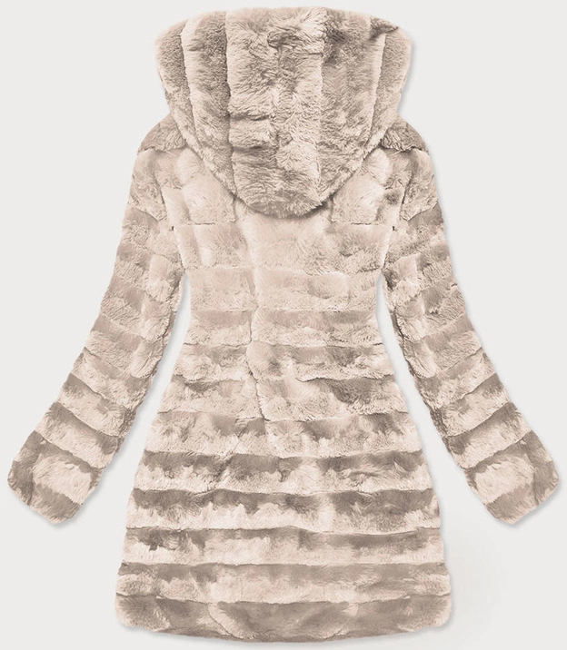 LEKKA KURTKA ZIMOWA DAMSKA FUTRO 2 W 1 BEŻOWA (39039)