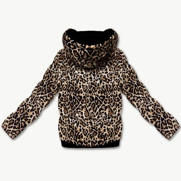 Krótka luźna kurtka panterka Miss TiTi beżowa (25676)