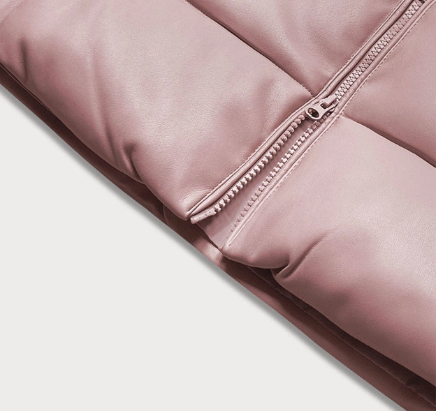 Ciepła kamizelka damska z ekoskóry pudrowy róż (d-3231-59s)