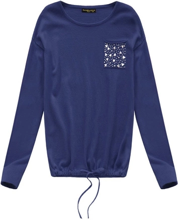 SWETER Z KIESZONKĄ GRANATOWY (P7119)