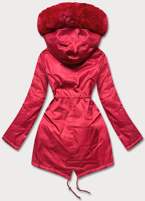 Parka damska z futerkiem czerwona (5m762-270)