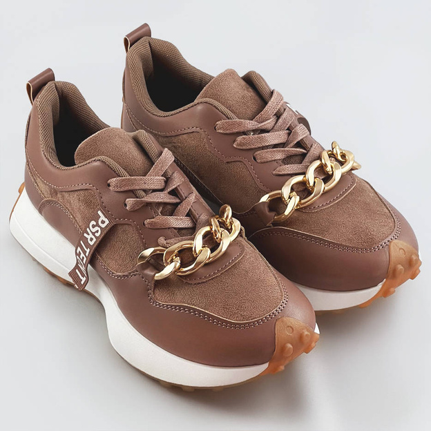 Buty sportowe z łańcuchem brązowe (n-206)