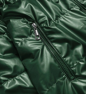 Błyszcząca kurtka damska oversize zielona (2021-06)