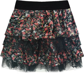 SPÓDNICA W KWIATY CZARNA (2235/2)