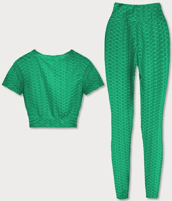 KOMPLET KRÓTKA BLUZKA I LEGGINSY ZIELONY (M4566)