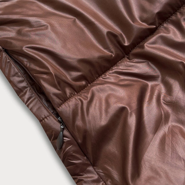 Długa dwustronna kurtka zimowa brąz/cappuccino (l22-9852-300/62)