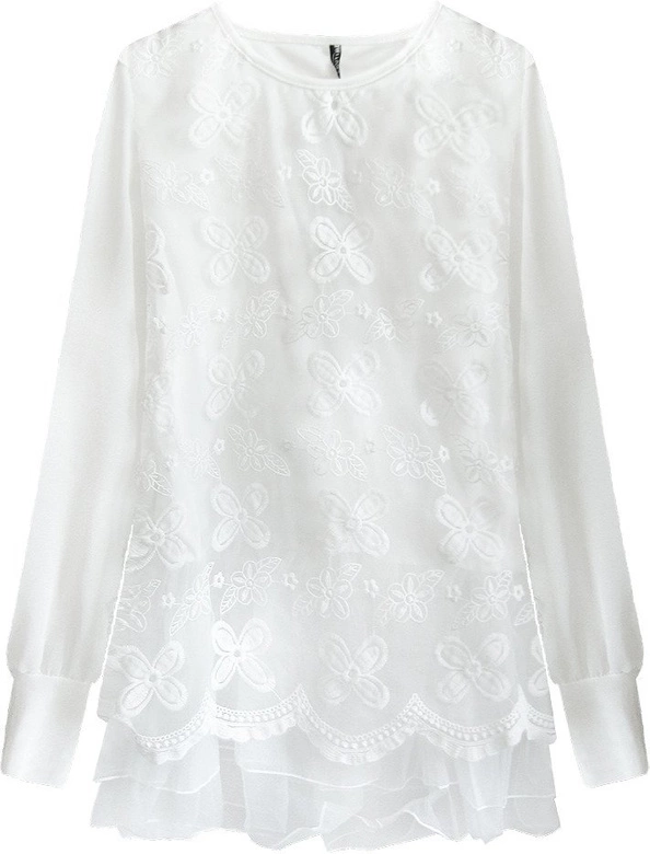 ELEGANCKA BLUZKA Z FALBANĄ BIAŁA (335ART)