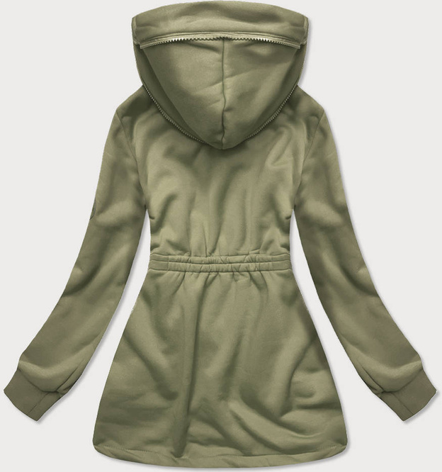 DŁUGA DAMSKA BLUZA ROZPINANA KHAKI (AMG708)