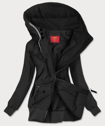 ROZPINANA BLUZA Z KIESZENIAMI CZARNA (629)