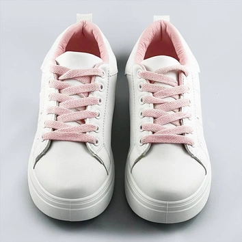 Damskie sneakersy sznurowane biało-różowe (c1029)