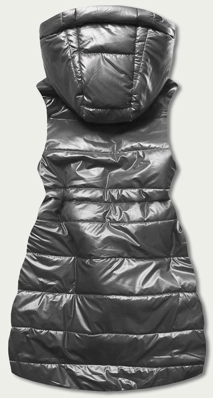 Błyszcząca kamizelka z kapturem grafitowa (b8130-70)