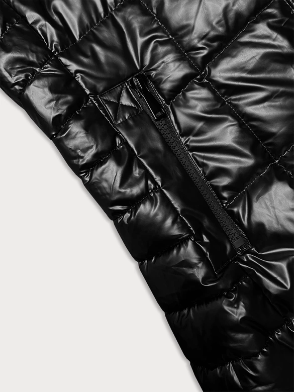 Metaliczna kurtka damska z kapturem J Style czarna (16M9120-392)