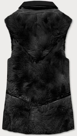 ELEGANCKA KAMIZELKA EKOSKÓRA I FUTRO CZARNA (BR9593-1)