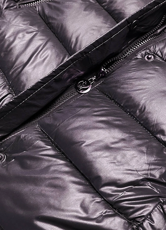 Lekka pikowana kurtka zimowa damska oberżyna (z2821-12)