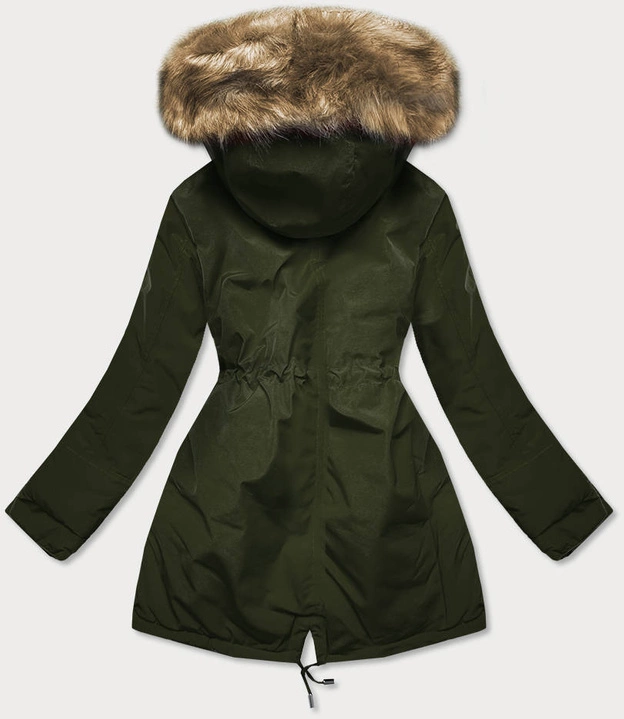 Dwustronna damska kurtka zimowa khaki-czarna (w557-1big)