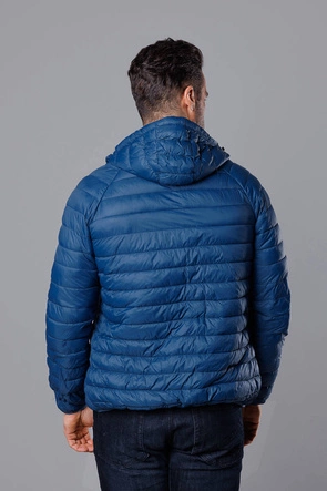 Pikowana kurtka męska z kapturem ciemnoniebieska (HM112-55)