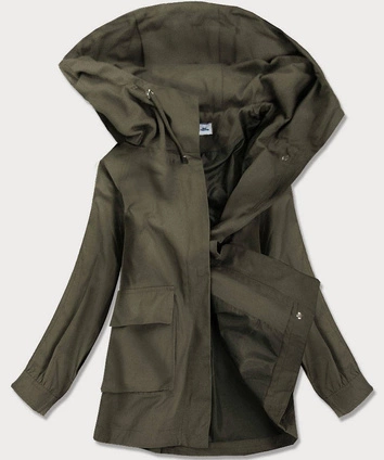 CIENKA KURTKA Z KAPTUREM OVERSIZE KHAKI (3302)