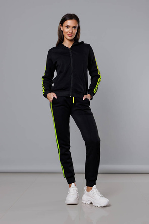Dres damski z lampasami czarny-limonka (KK0057)