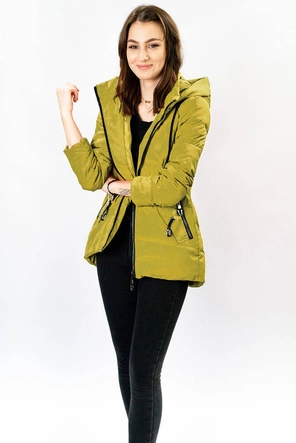 DAMSKA KURTKA ASYMETRYCZNA MUSZTARDOWA (905)