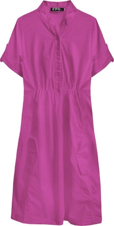 BAWEŁNIANA SUKIENKA KOSZULOWA AMARANTOWA (1052)