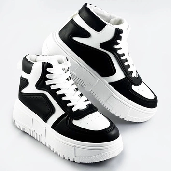 Damskie sneakersy za kostkę biało-czarne (ms-52)
