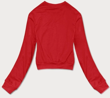 Cienka krótka bluza dresowa damska czerwona (8B938-18)