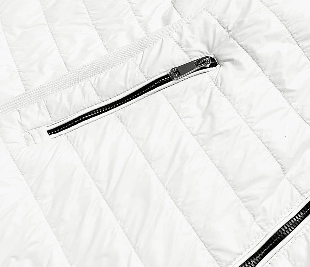 CIENKA KURTKA DAMSKA Z DZIANINOWYMI WSTAWKAMI ECRU (RQW-7013)