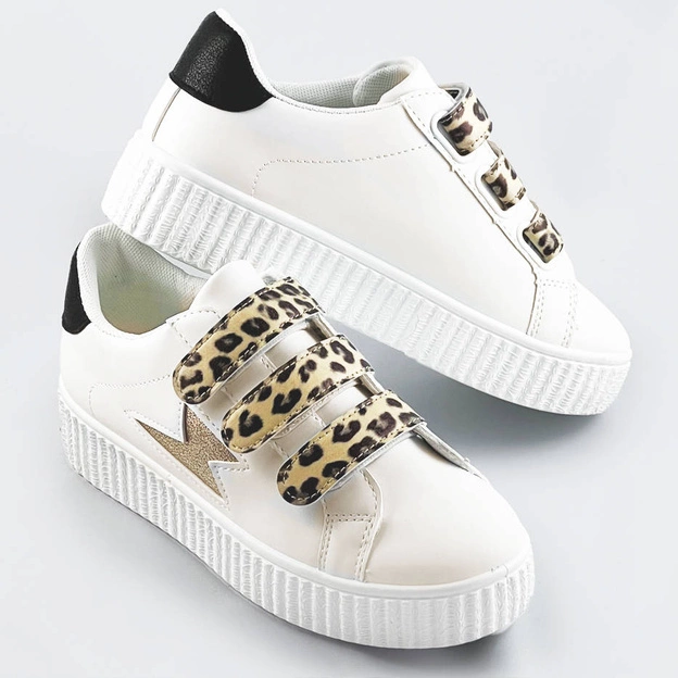 Sportowe buty damskie na rzepy białe (m-973)