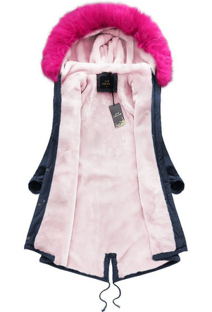 BAWEŁNIANA DŁUGA PARKA GRANATOWA (7610-2)