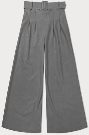 Eleganckie spodnie damskie z paskiem szare (18727)