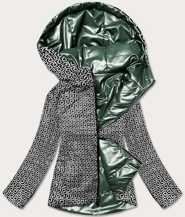 Dwustronna kurtka damska z kapturem zielona (b9793-10)