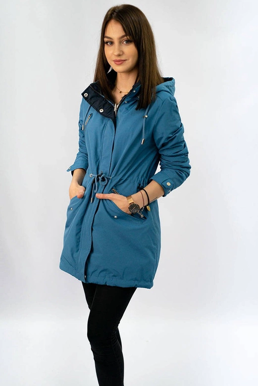 DWUSTRONNA PARKA Z KAPTUREM NIEBIESKO-GRANATOWA (W302)