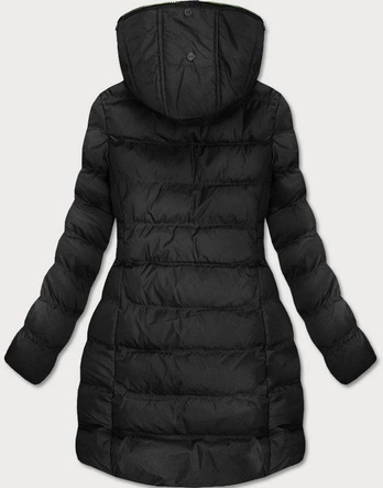 PIKOWANA KURTKA DAMSKA ZIMOWA Z KAPTUREM CZARNA (W756-1)
