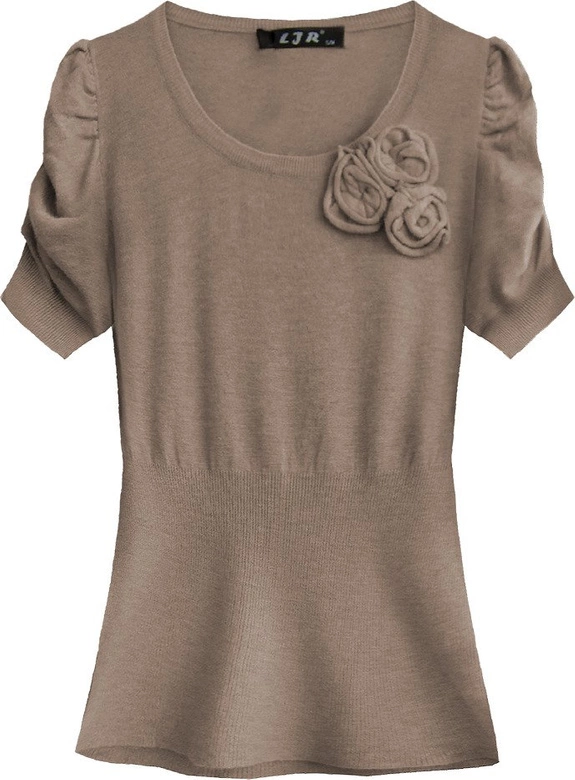 SWETER Z BUFIASTYMI RĘKAWAMI KAKAOWY (1576)