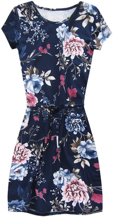 BAWEŁNIANA SUKIENKA W KWIATY GRANATOWA (9526/2)