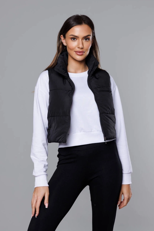 Krótka kamizelka ze stójką czarna (16M9079-392)