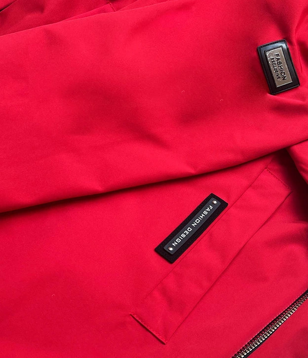 Prosta damska kurtka czerwona (b8018-4)