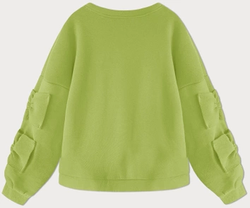 Ciepła bluza damska z kokardkami limonka (23999)