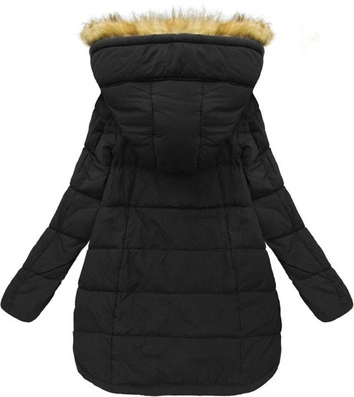 KURTKA Z PUCHEM NATURALNYM CZARNA (8062)