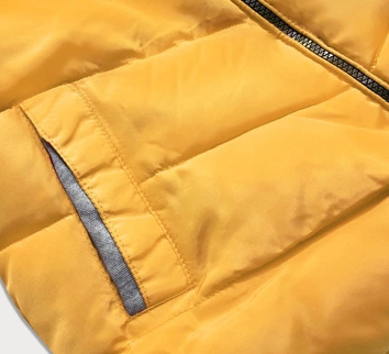 KRÓTKA KURTKA ZIMOWA DAMSKA Z KAPTUREM ŻÓŁTA (717ART)