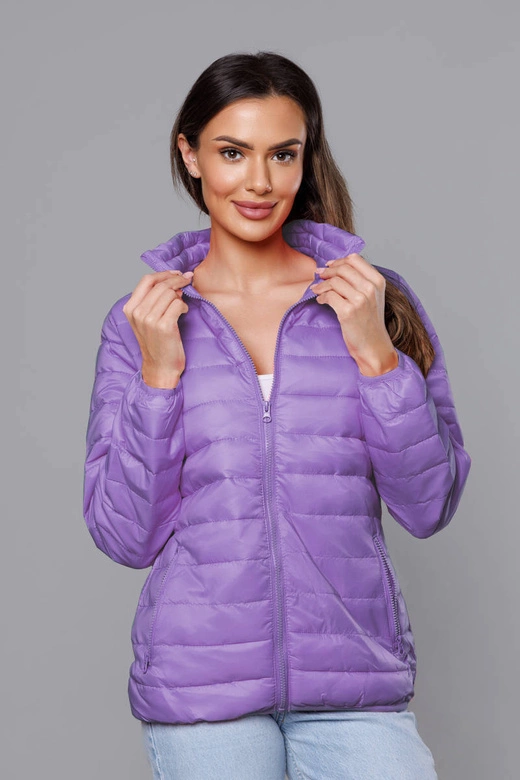 Lekka pikowana kurtka damska jasny fiolet (58M23037-37)