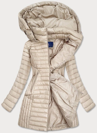 PIKOWANA KURTKA Z KAPTUREM BEŻOWA (191130)