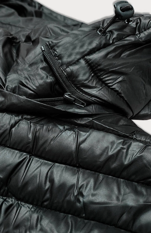 ZIMOWA BŁYSZCZĄCA KURTKA DAMSKA CZARNA (7723PLUS)