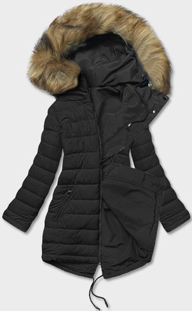 Dwustronna kurtka damska zimowa czarna (2M-21508)