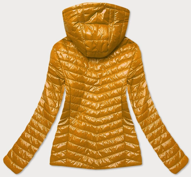 Błyszcząca kurtka damska musztardowa (6380)