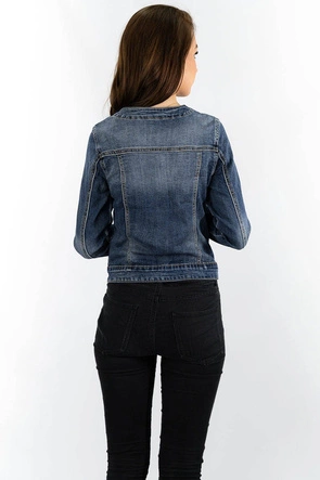 Krótka damska kurtka jeansowa granatowa (c062)